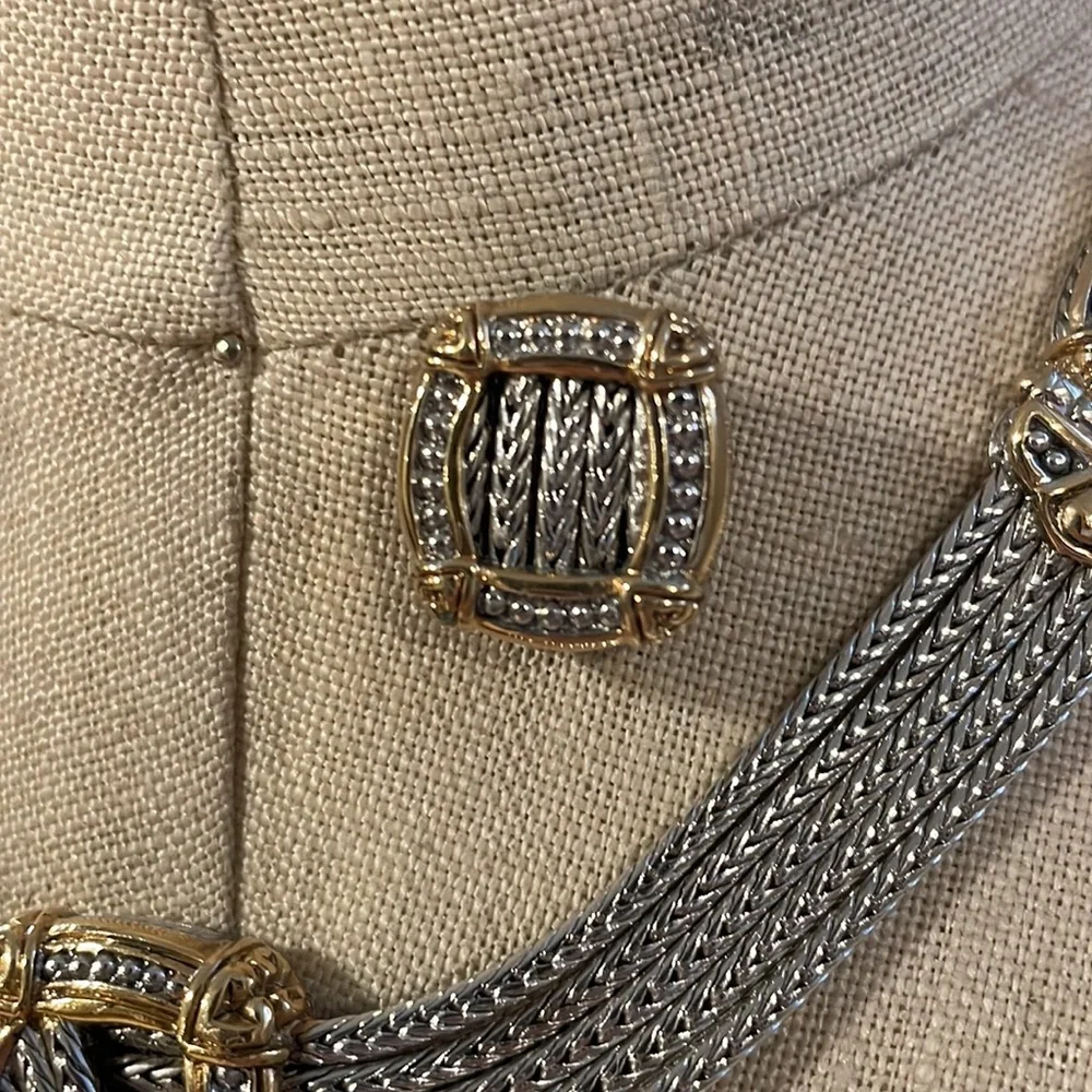 John Medeiros five strand two tone Necklace 16” and matching earrings - Picture 4 of 7